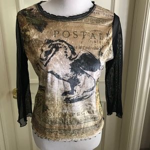 VINE STREET APPAREL long sleeve top- MADE IN USA size Medium Unique Style